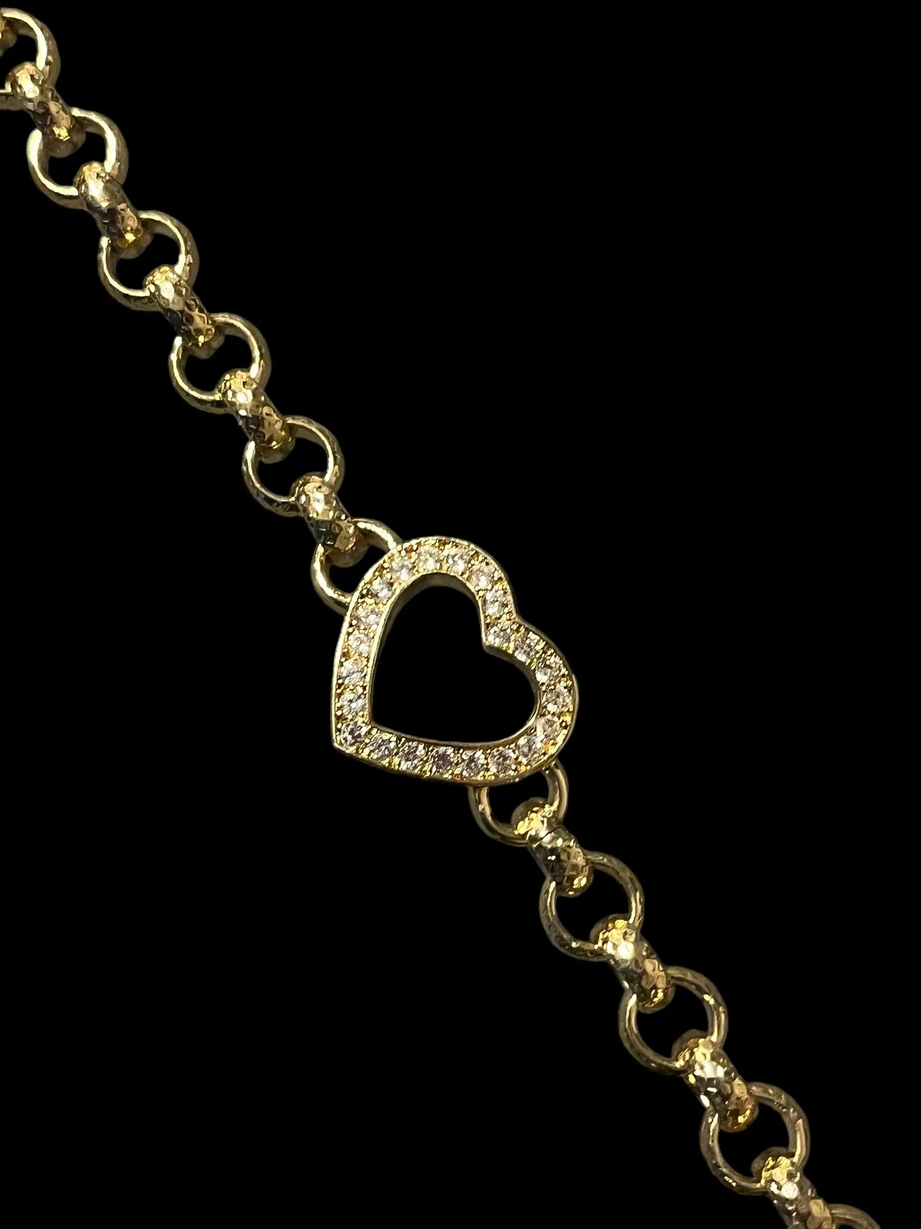 Kids 8mm Gold Filled Open Heart Belcher Bracelet Stones 6/6.5 Inch