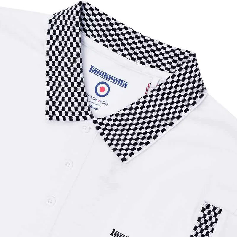 Lambretta Ska Two Tone Polo Shirt White