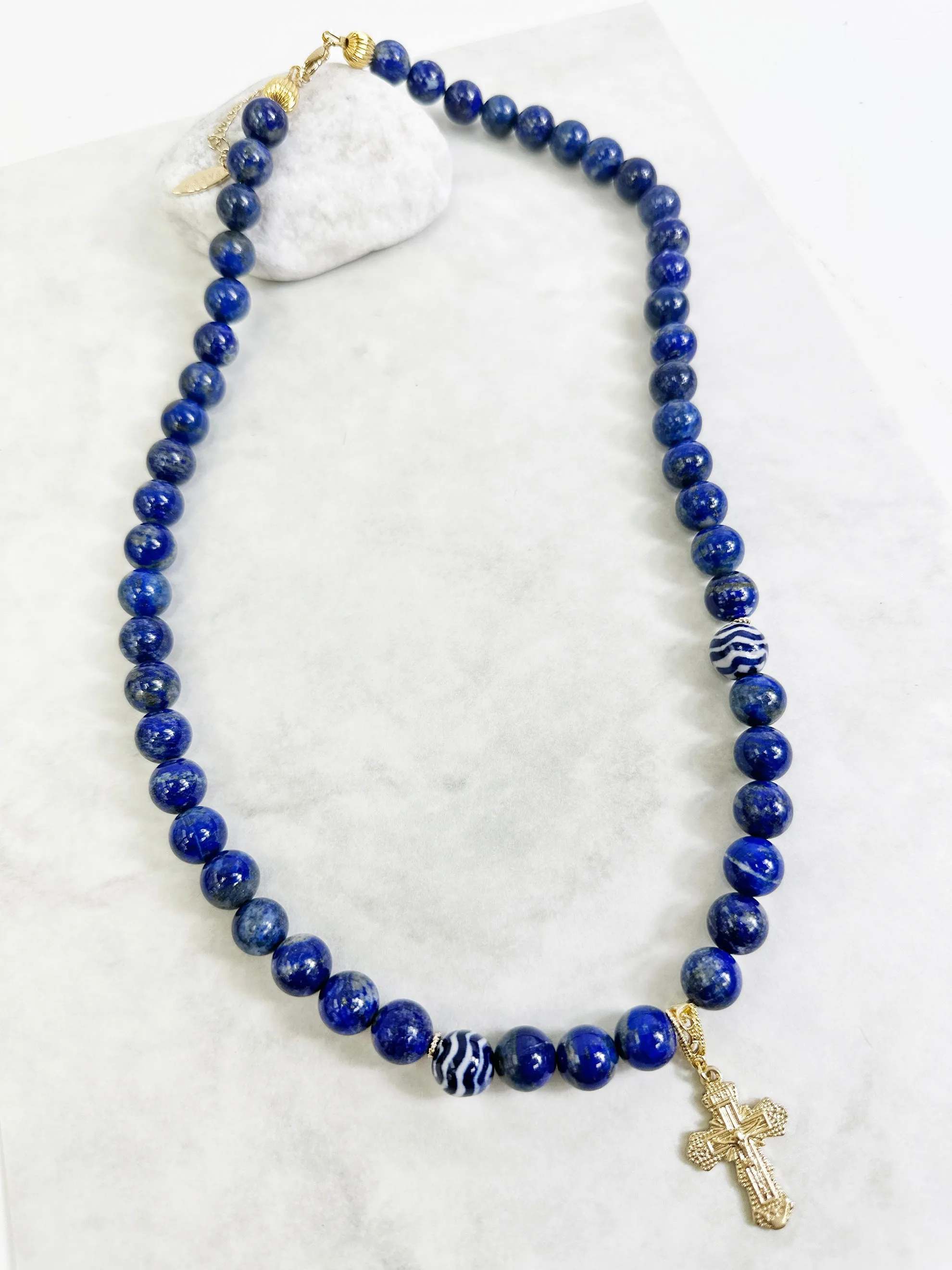 Lapis Cross Men's Necklace MEN01