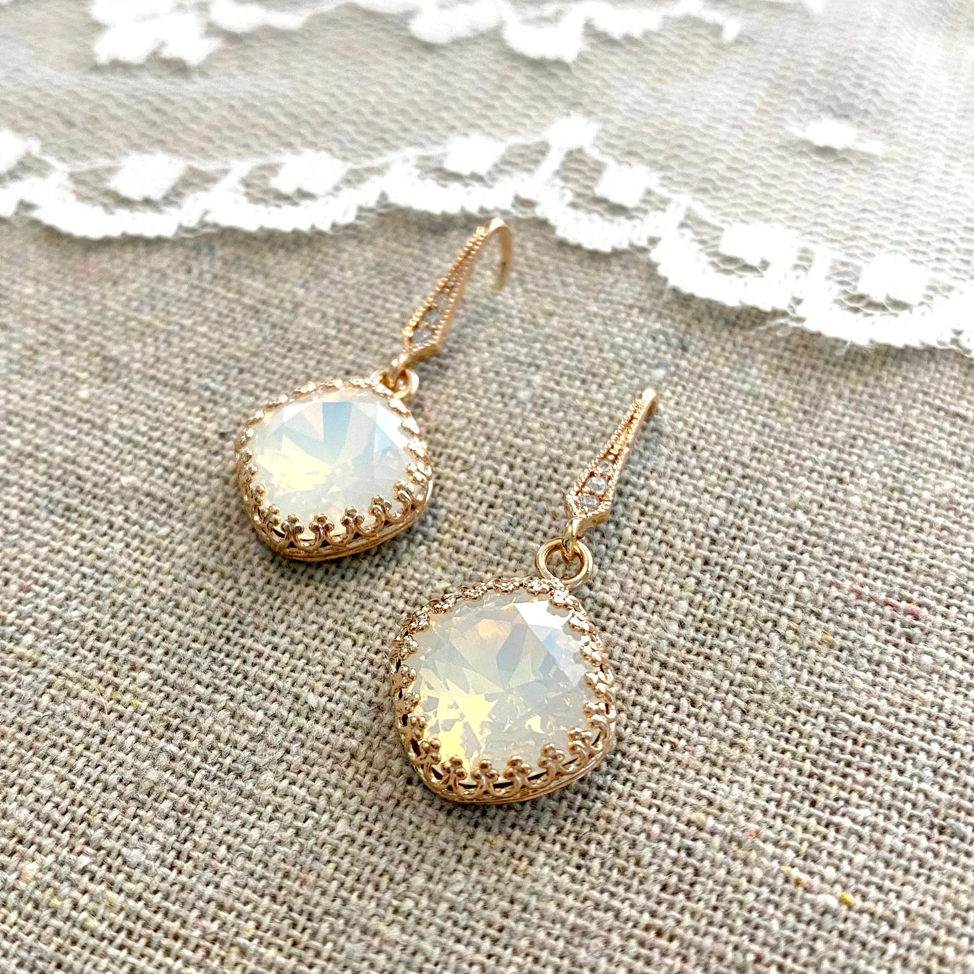 Large Cushion Crown Pavé Dangling Earrings