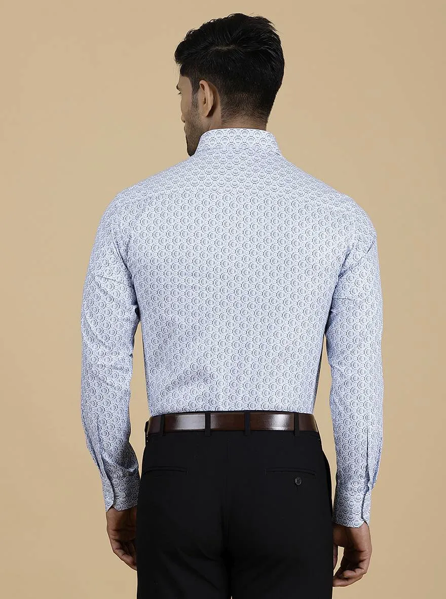 Light Blue Printed Slim Fit Formal Shirt | JadeBlue