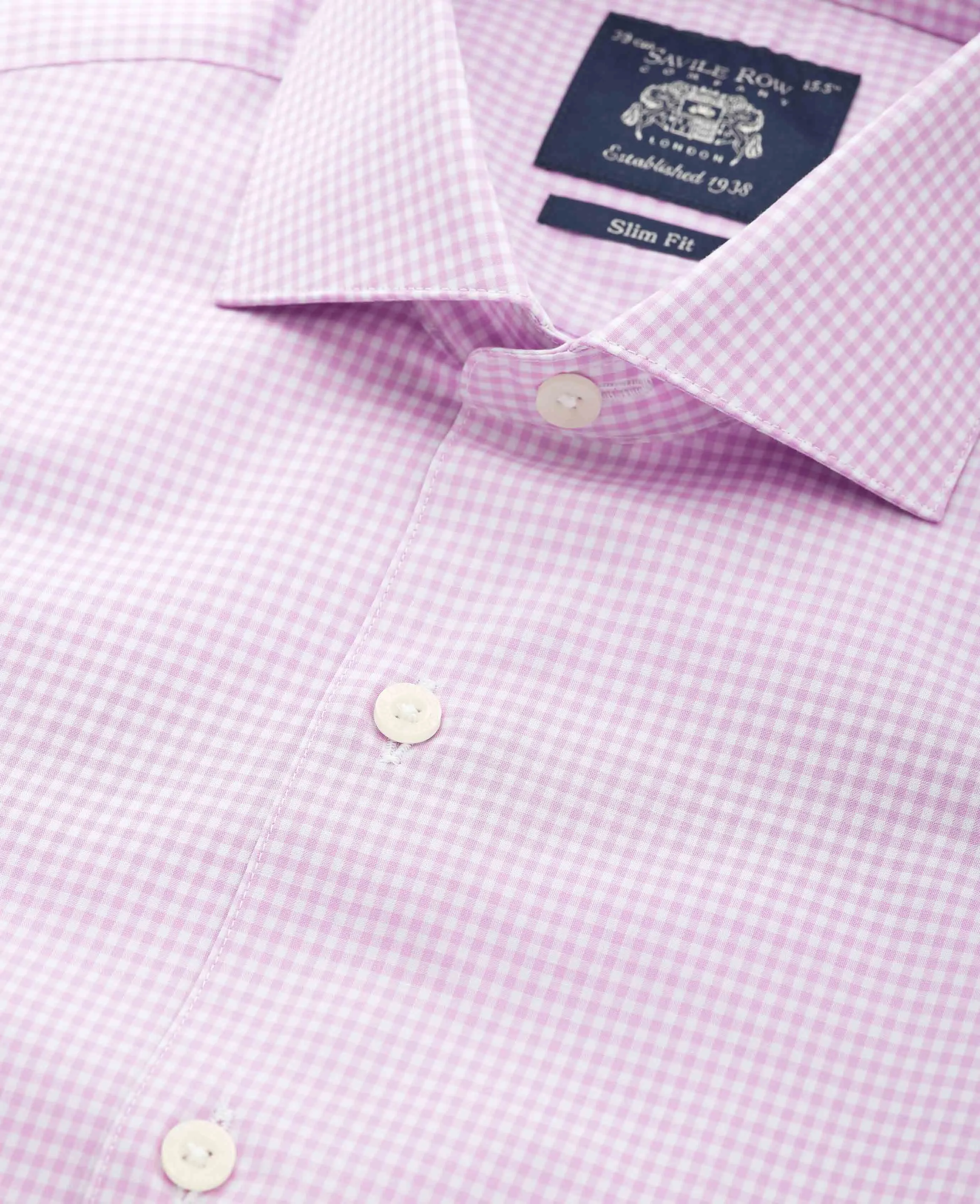 Lilac Slim Fit Gingham Formal Shirt - Single Cuff