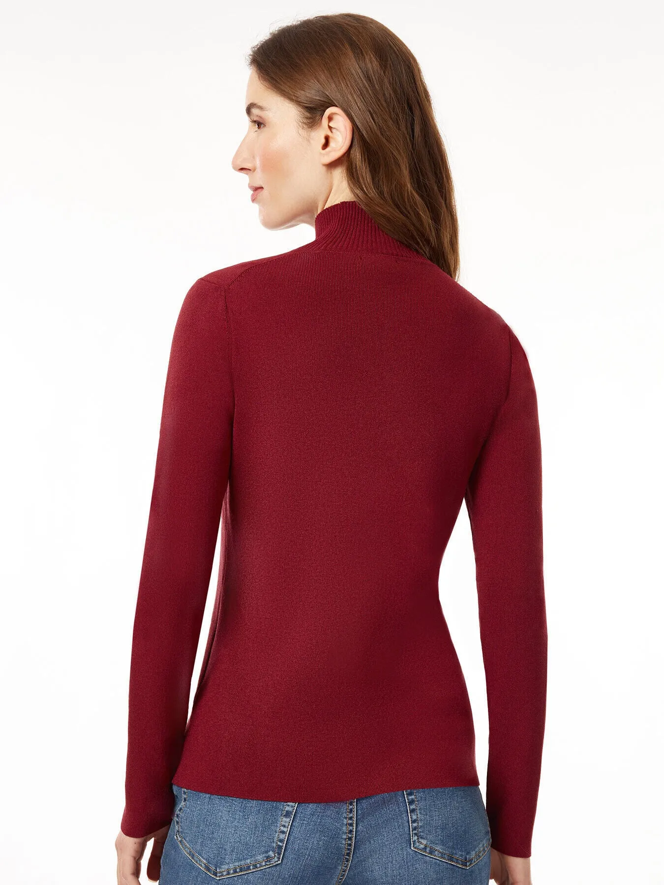 Long Sleeve Mock Neck Knit Sweater