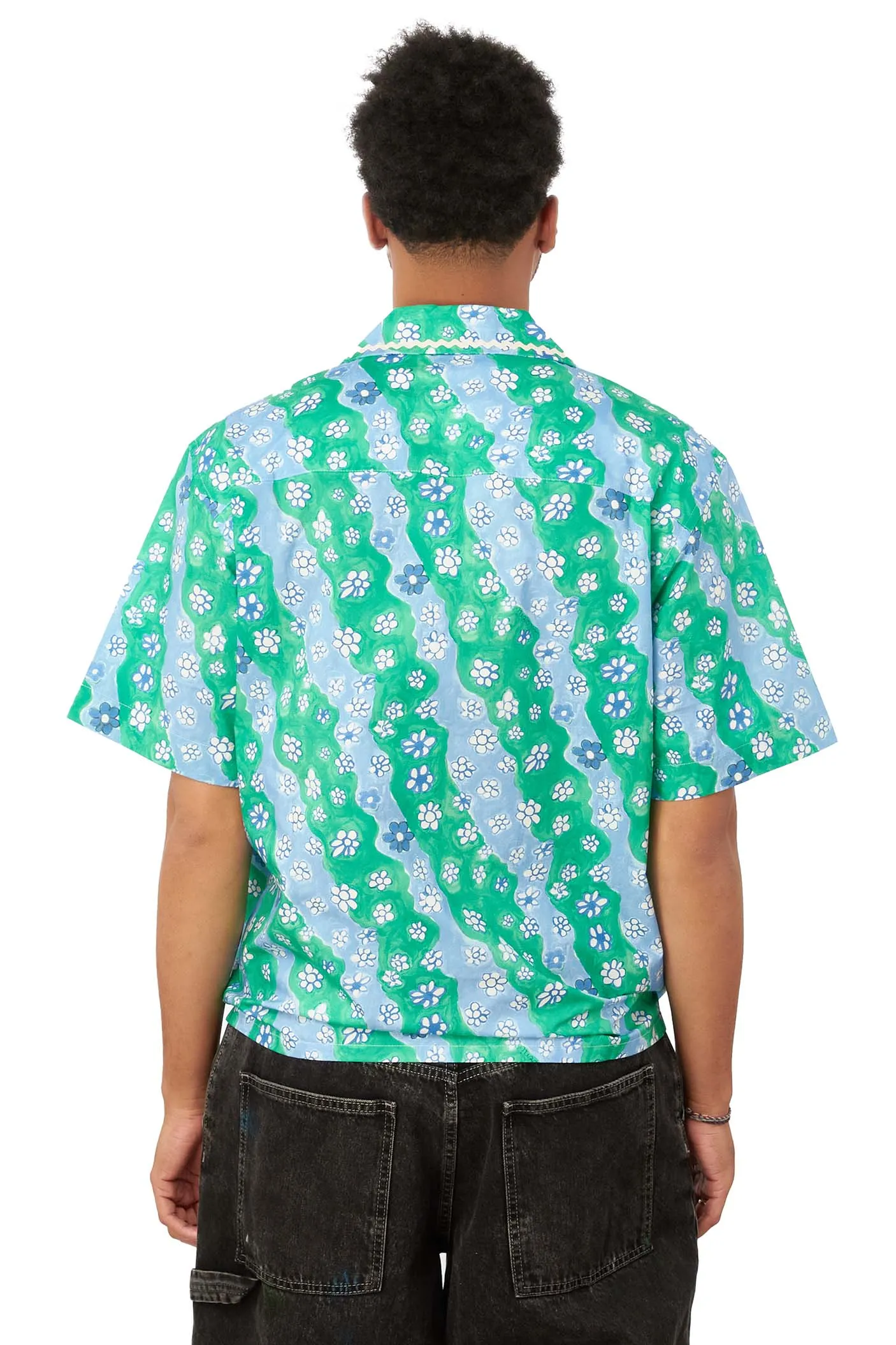 Marni Mens Short Sleeve Bowling Shirt 'Sea Foam'