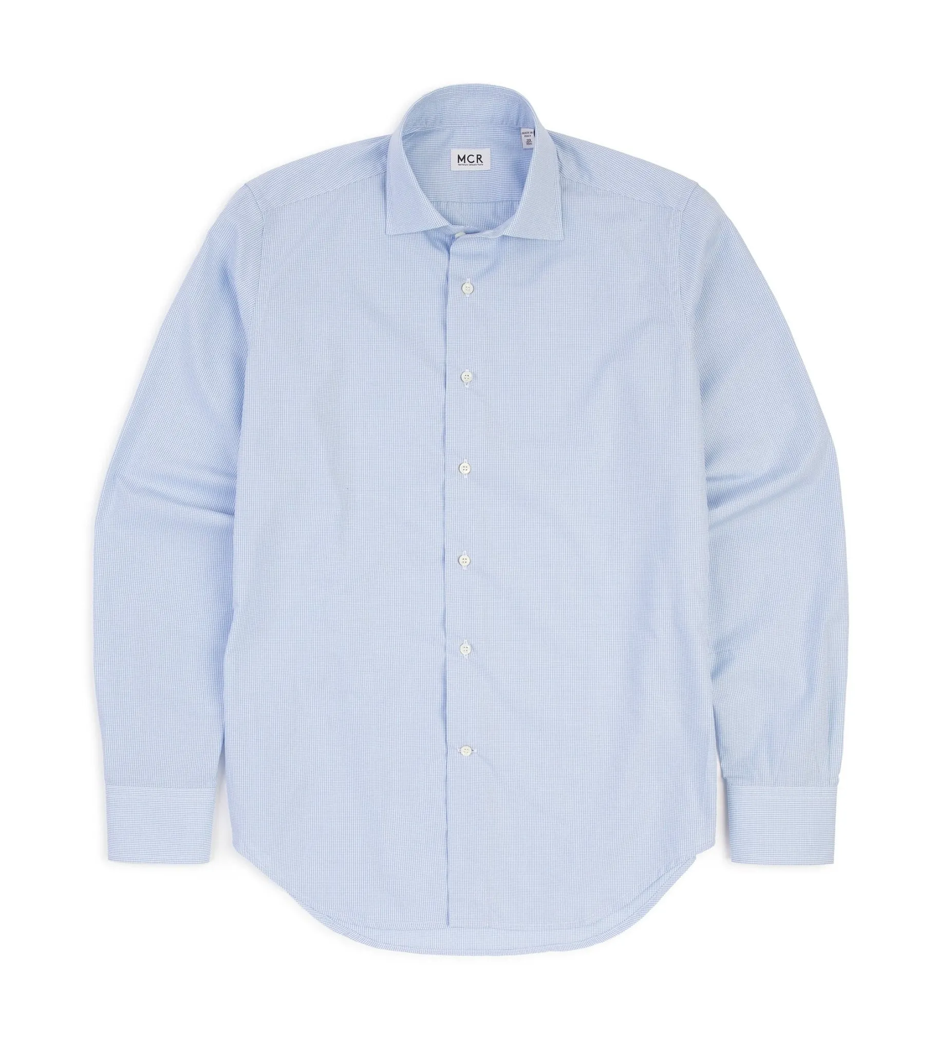 MCR Slim Poplin Mini Gingham Shirt: Light Blue