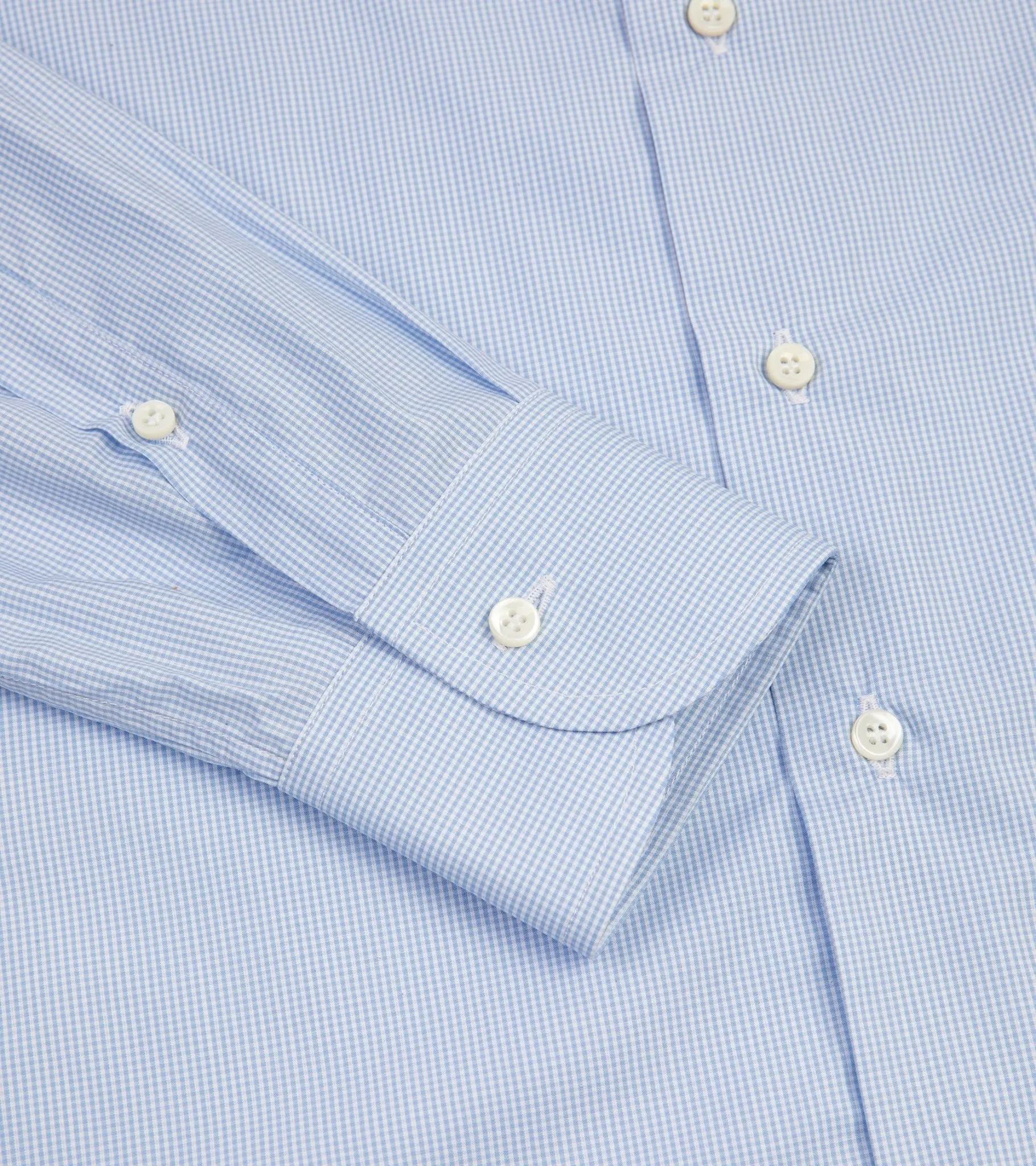 MCR Slim Poplin Mini Gingham Shirt: Light Blue