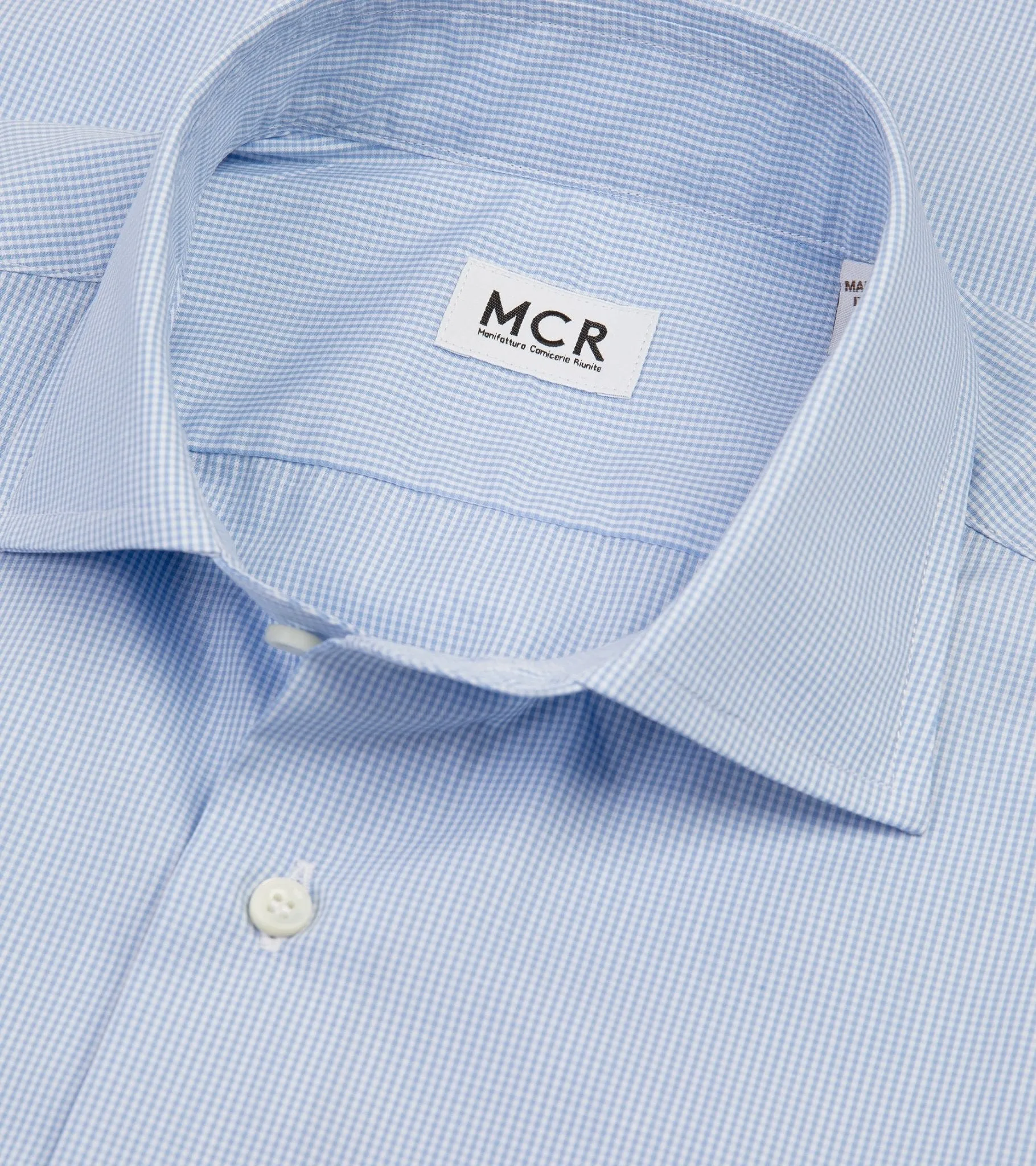 MCR Slim Poplin Mini Gingham Shirt: Light Blue