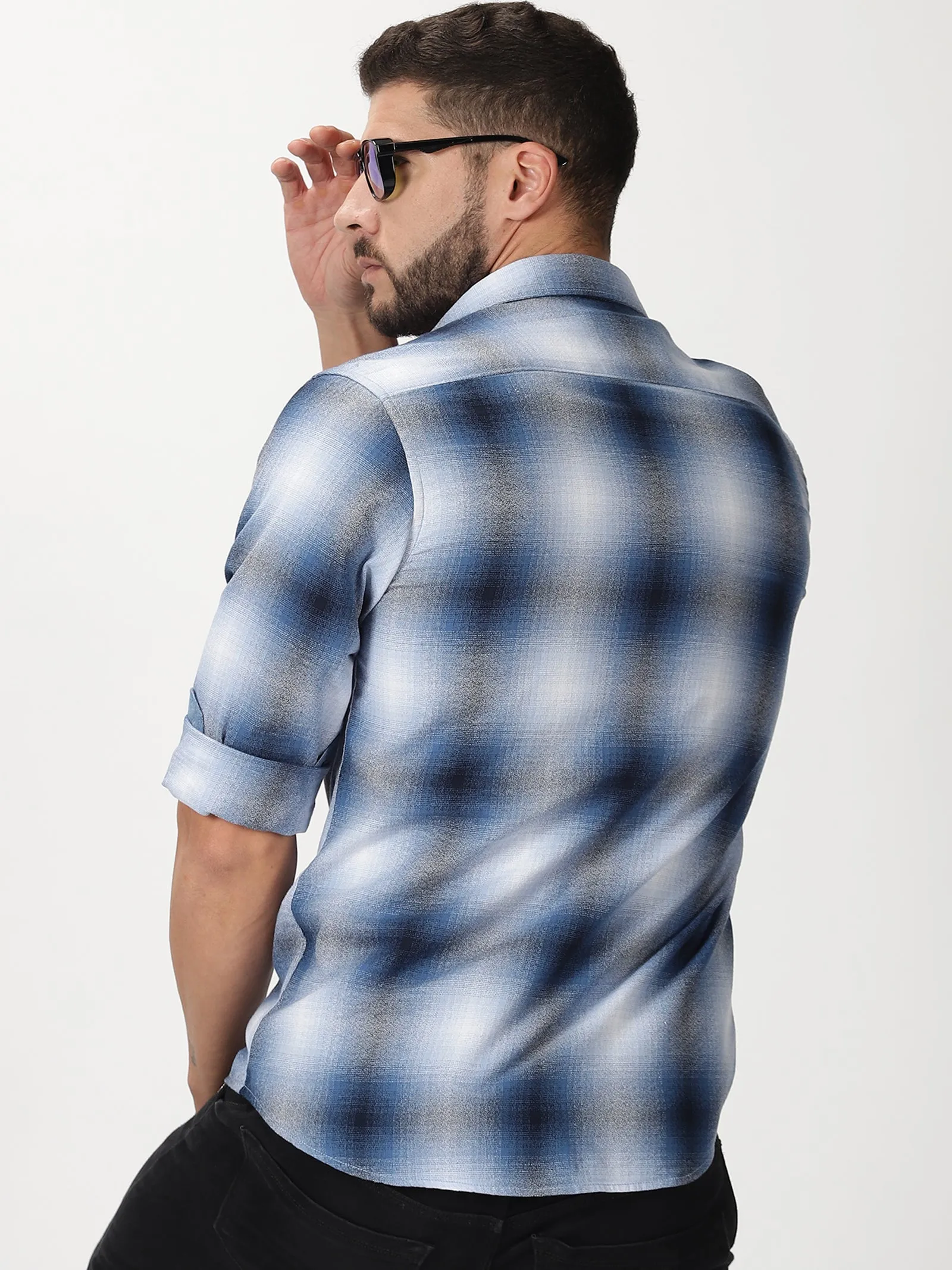 MEN'S BLUE CHECKS SLIM FIT SHIRT