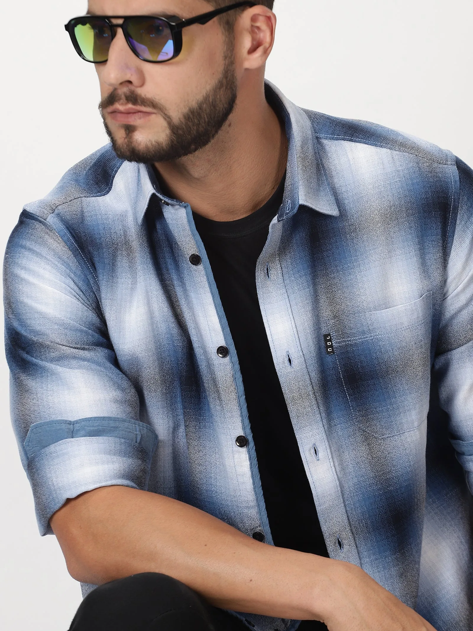 MEN'S BLUE CHECKS SLIM FIT SHIRT