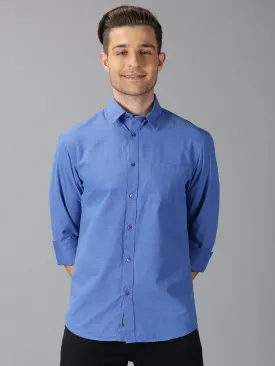 MEN'S BLUE SOLID SLIM FIT SHIRT