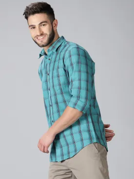 MEN'S GREEN CHECK SLIM FIT SHIRT