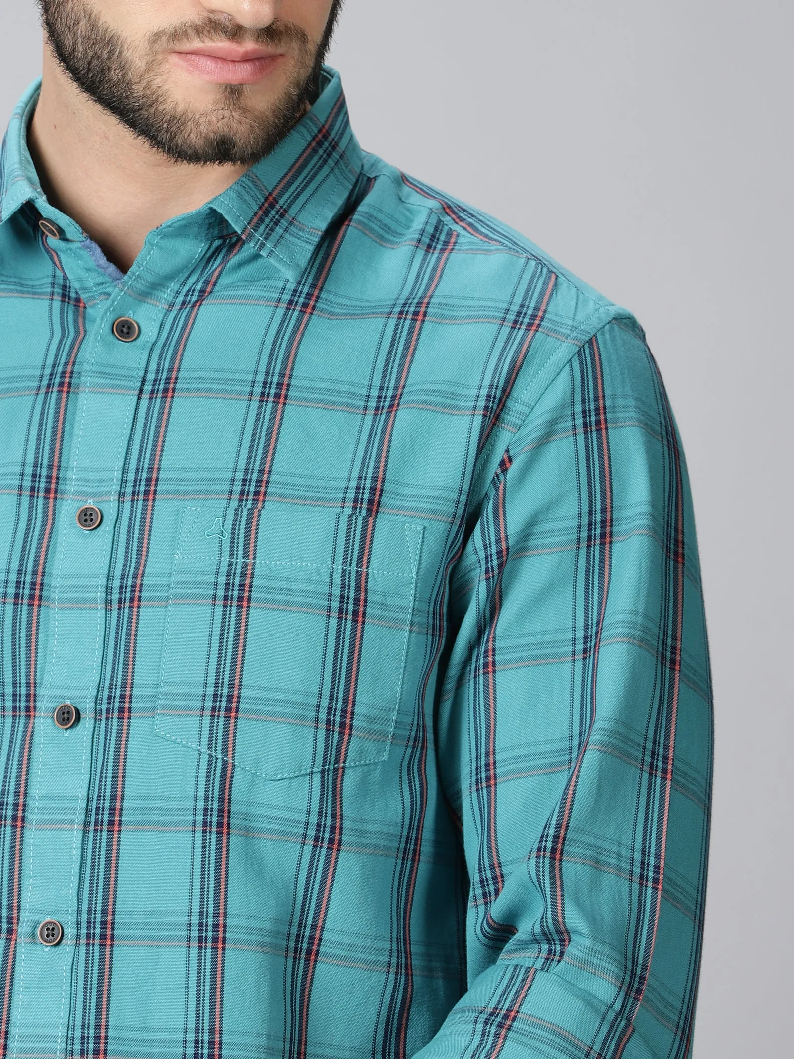 MEN'S GREEN CHECK SLIM FIT SHIRT