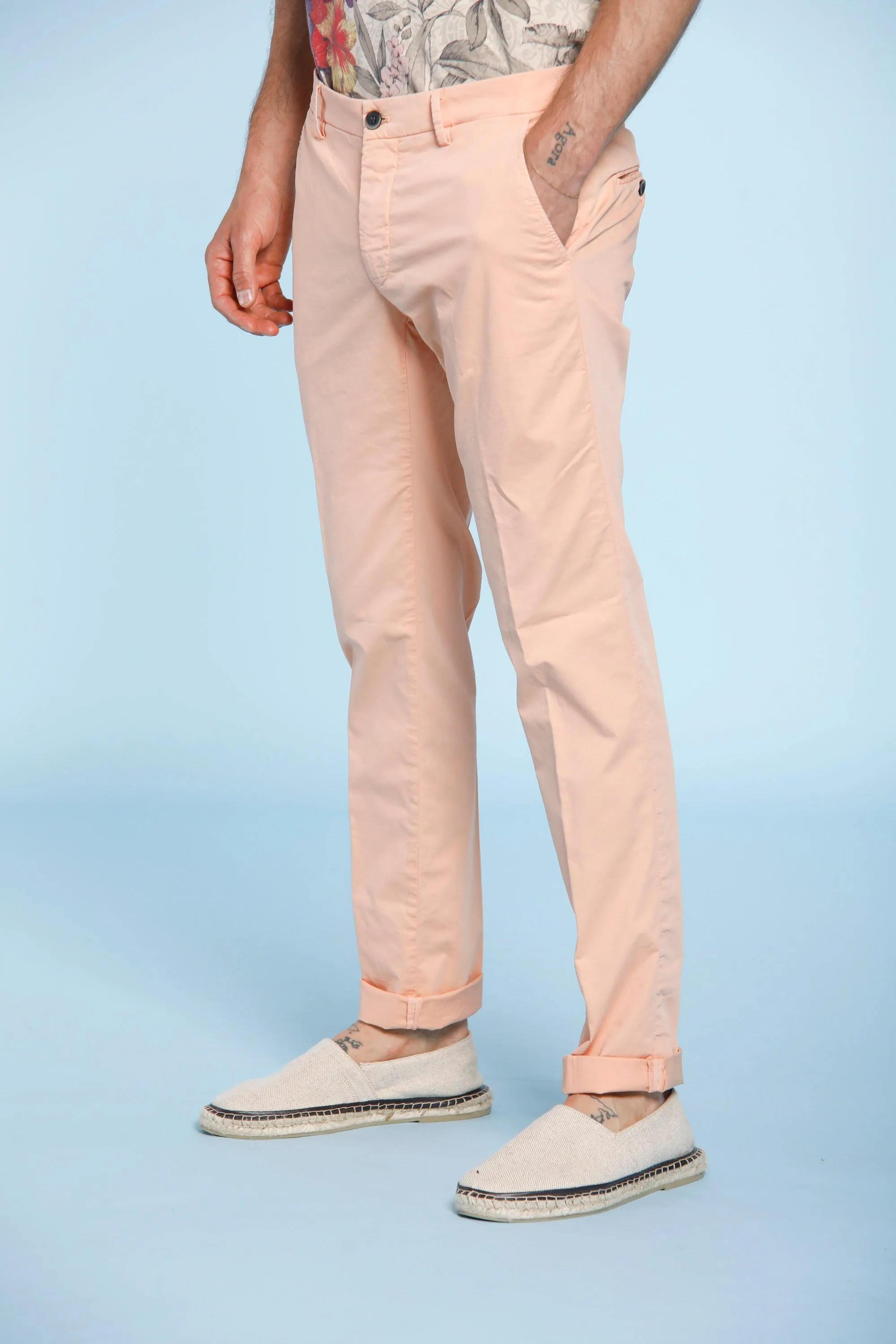 Milano Style pantalone chino uomo in gabardina stretch extra slim fit ①