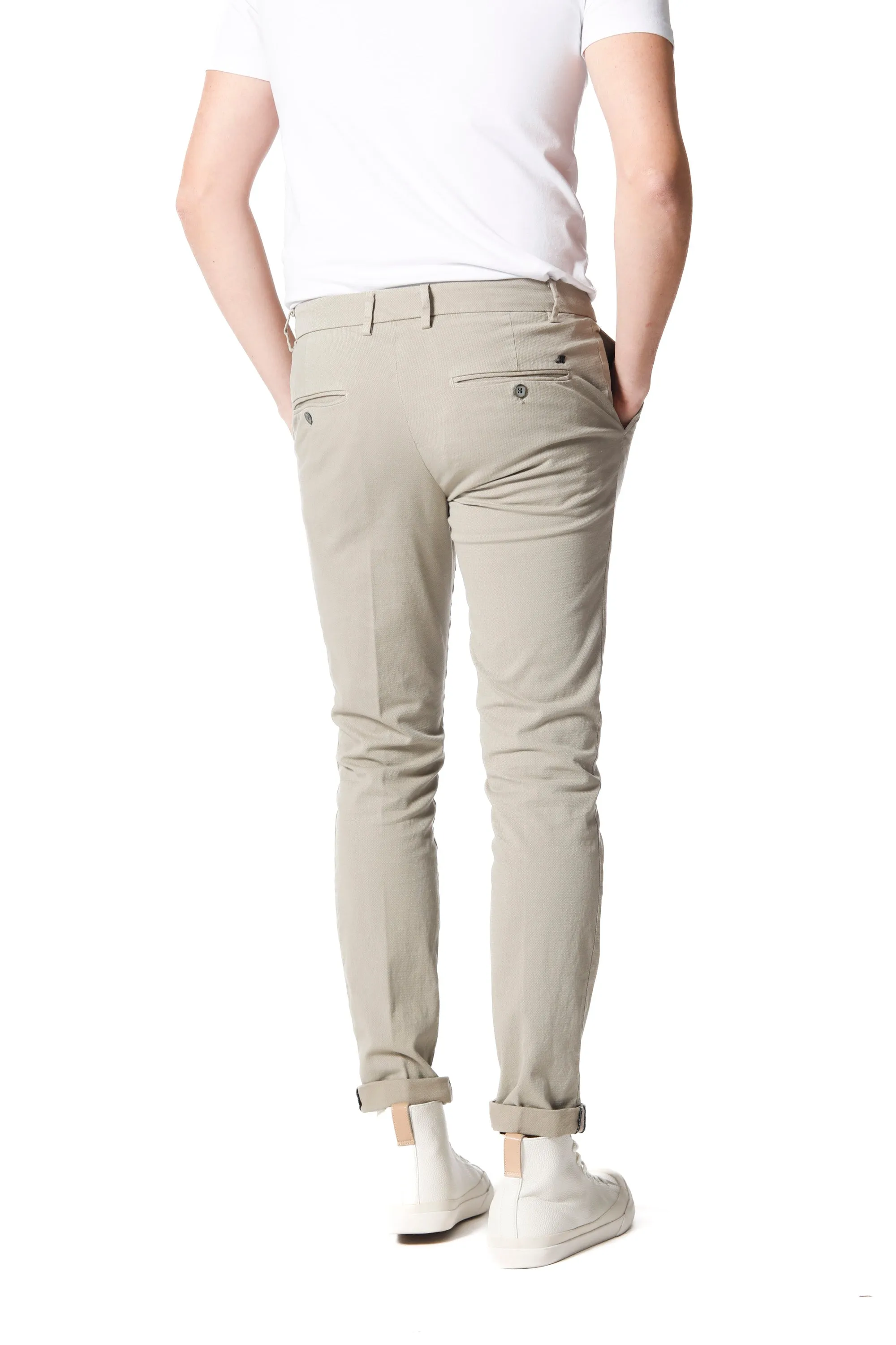 Milano Style pantalone chino uomo in trama jacquard extra slim fit