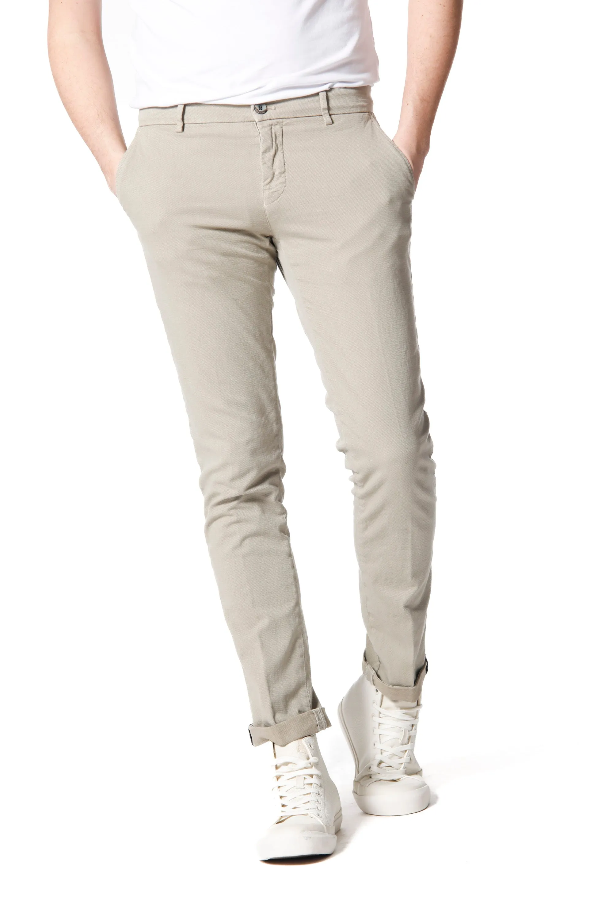 Milano Style pantalone chino uomo in trama jacquard extra slim fit