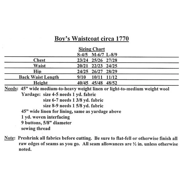 Mill Farm Boys Waistcoat and Shirt Pattern