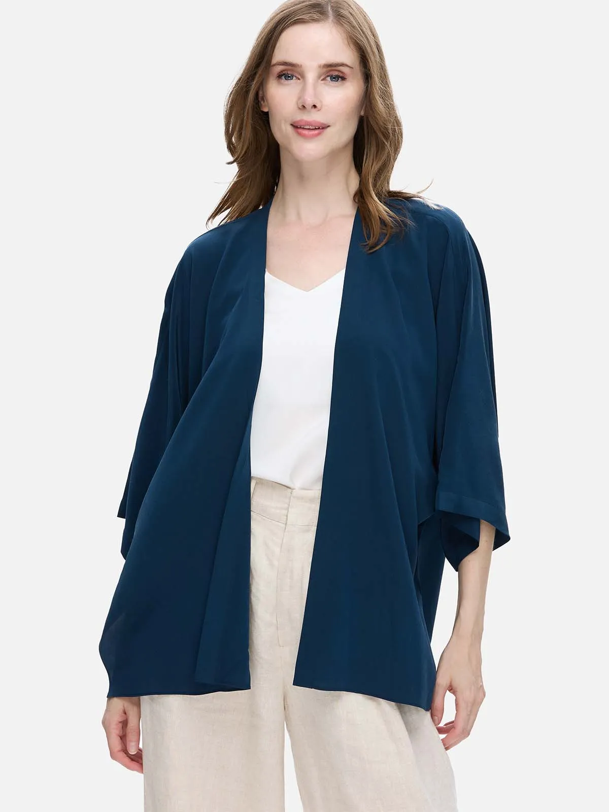 Navy Blue Silk Relax Cardigan