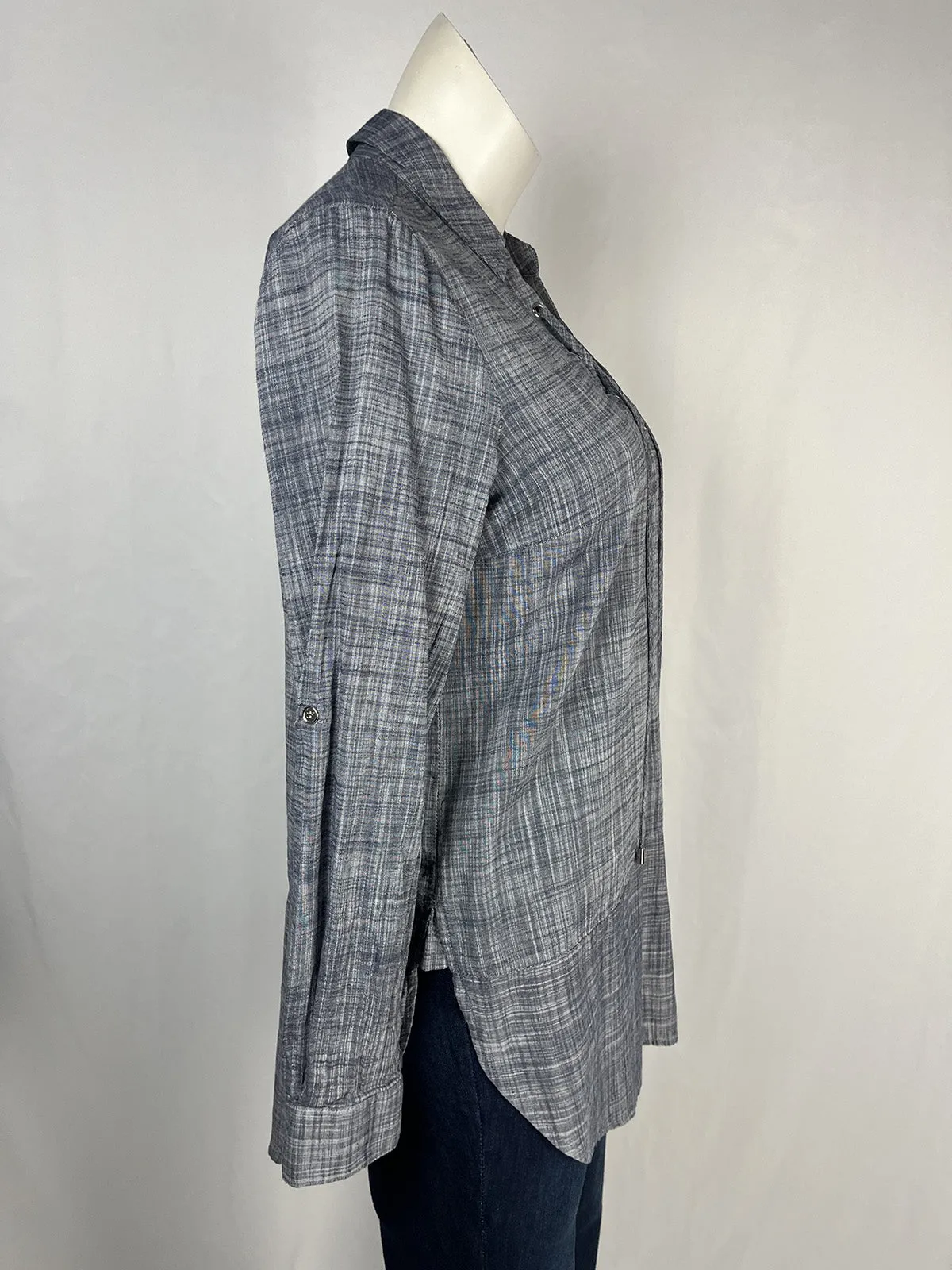 Neiman Marcus Size L Blue & Gray Crosshatch Shirt NWT