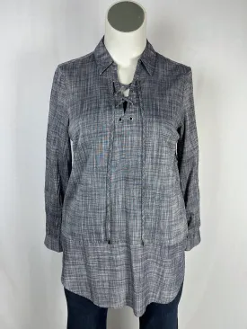 Neiman Marcus Size L Blue & Gray Crosshatch Shirt NWT