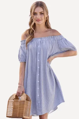 Off Shoulder Striped Dress