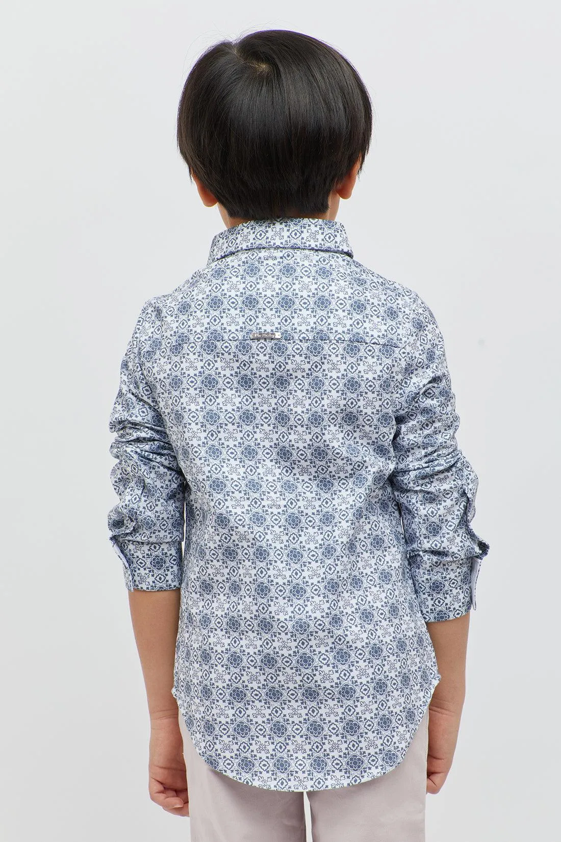 One Friday Formal Printed Blue Shirt