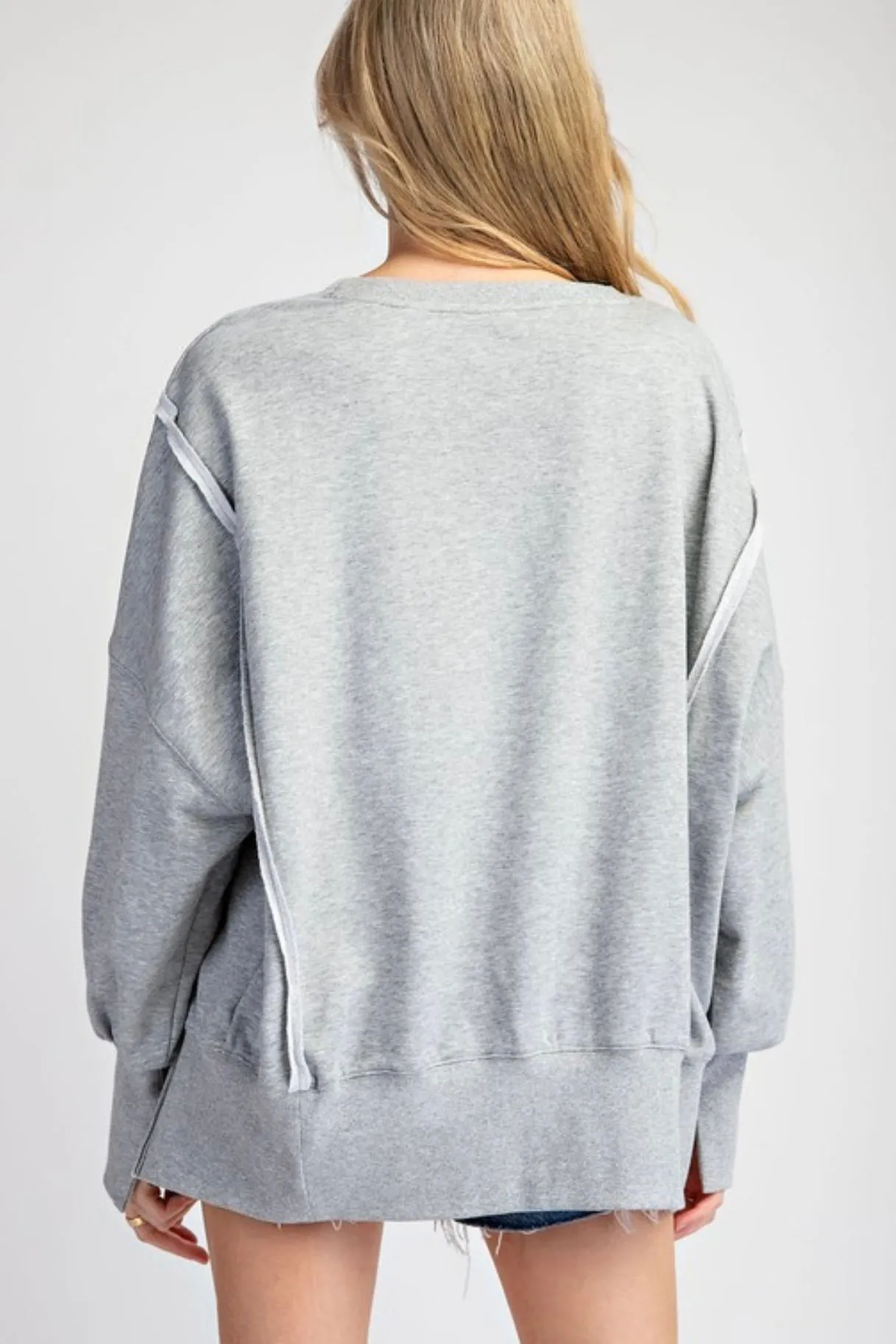 Oversized Faded Varsity Pullover Top