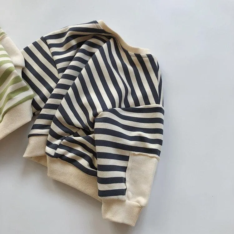 Patched Long Sleeved Striped Sweater