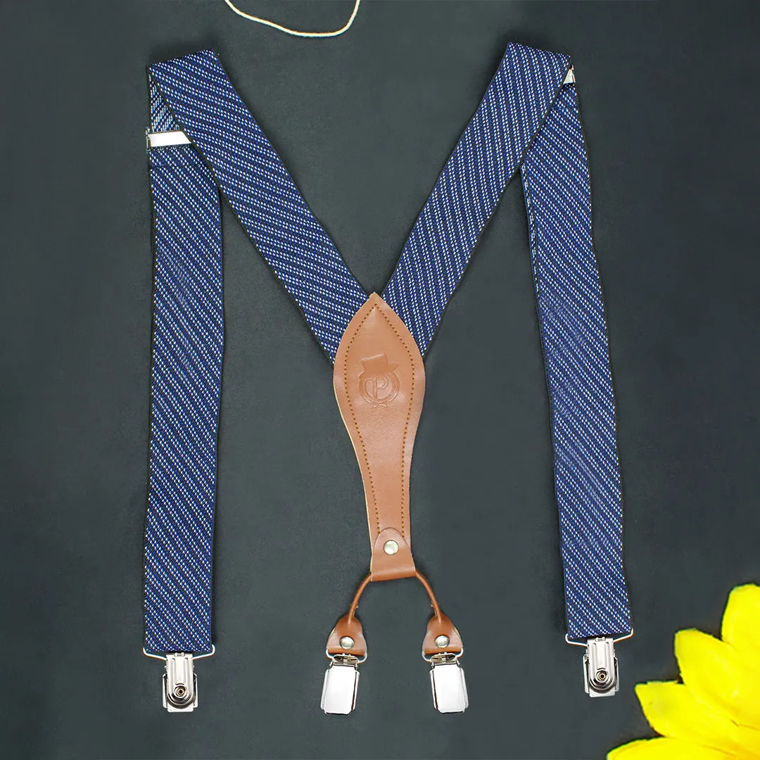 Peluche Eloquent Striped Blue 4 Clips Suspender