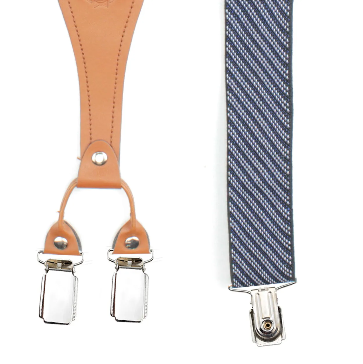 Peluche Eloquent Striped Blue "Y Back" 4 Clips Suspender (Strap Width- 3.5cm)