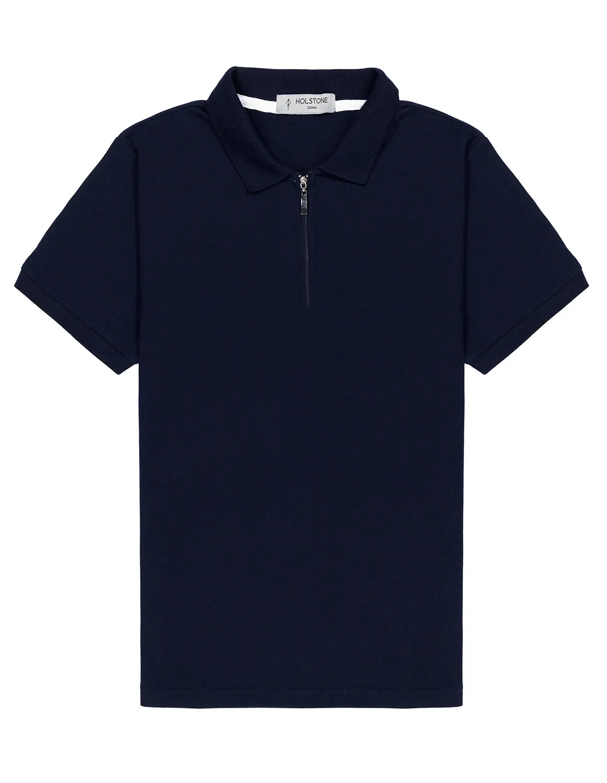 Playera Polo Con Cierre Holstone Slim Fit - Azul Marino