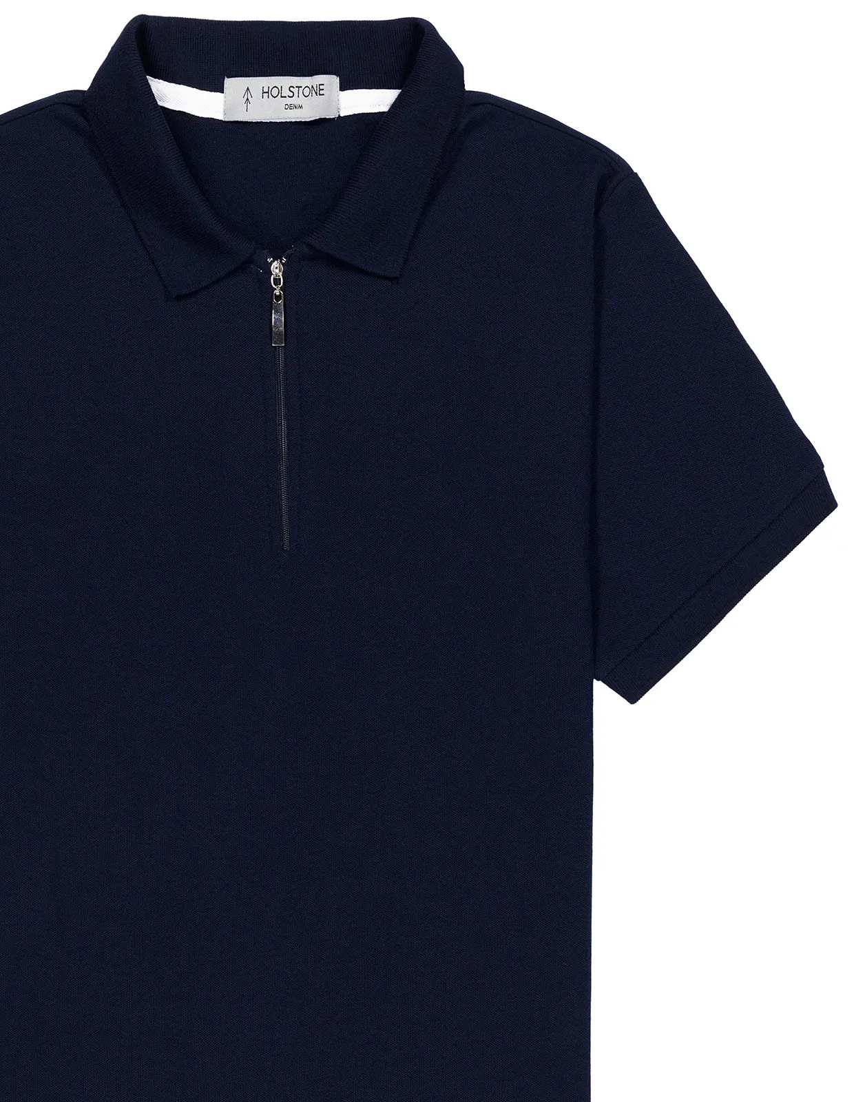 Playera Polo Con Cierre Holstone Slim Fit - Azul Marino