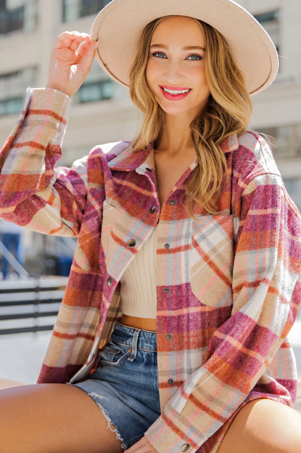 Plus Bright Plaid Shacket