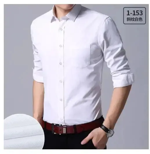 Plus Size 3xl to 13xl formal shirts for men striped long sleeved slim fit dress shirts Solid Social Man's Clothing white black