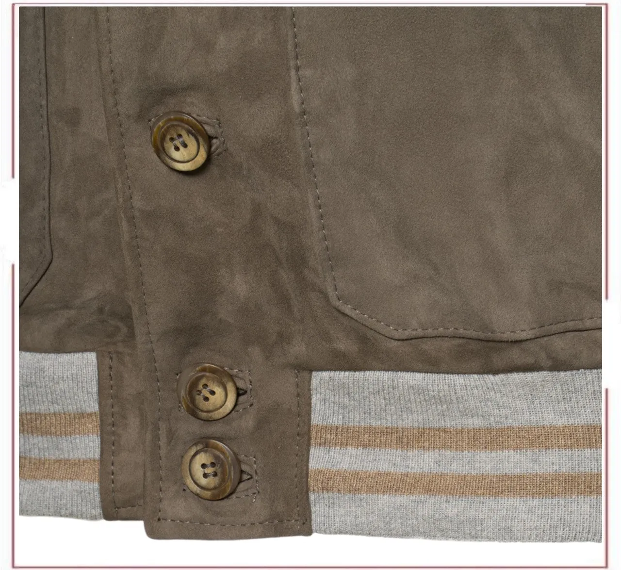 Polo - Men's Bomber Jacket in Genuine Mud Colored Suede Leather SE