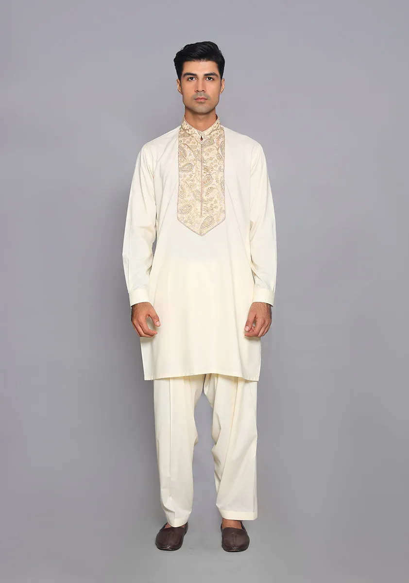 Premium Poly Viscose Vanilla Ice  Embroidered  Suit