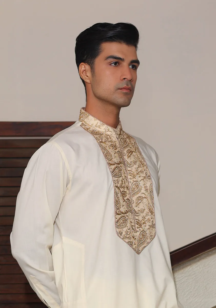 Premium Poly Viscose Vanilla Ice  Embroidered  Suit