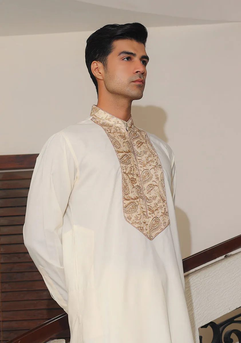 Premium Poly Viscose Vanilla Ice  Embroidered  Suit