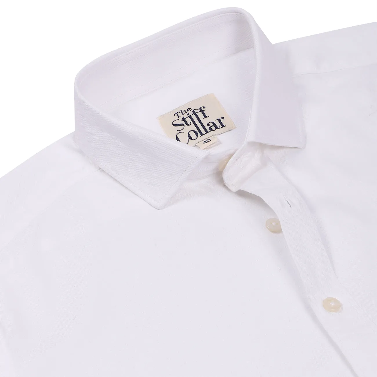 Premium White Herringbone Giza Cotton Regular Fit Shirt