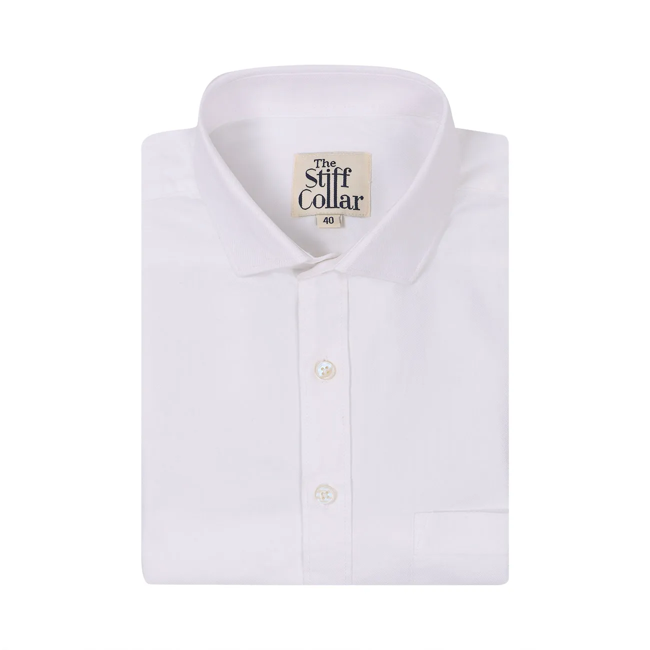 Premium White Herringbone Giza Cotton Regular Fit Shirt