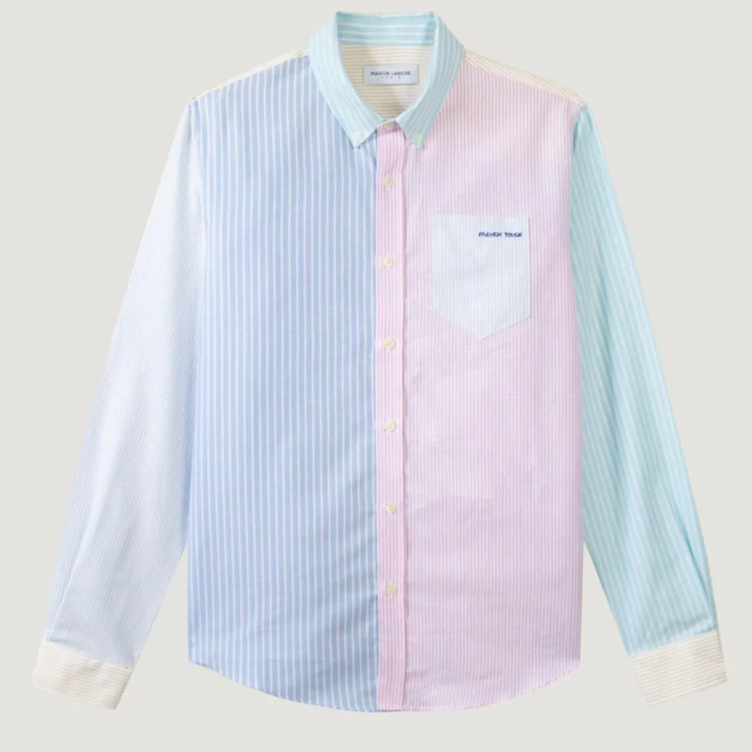 "French Touch" Bonne Graine Shirt (Sky   Pink   Green   White)