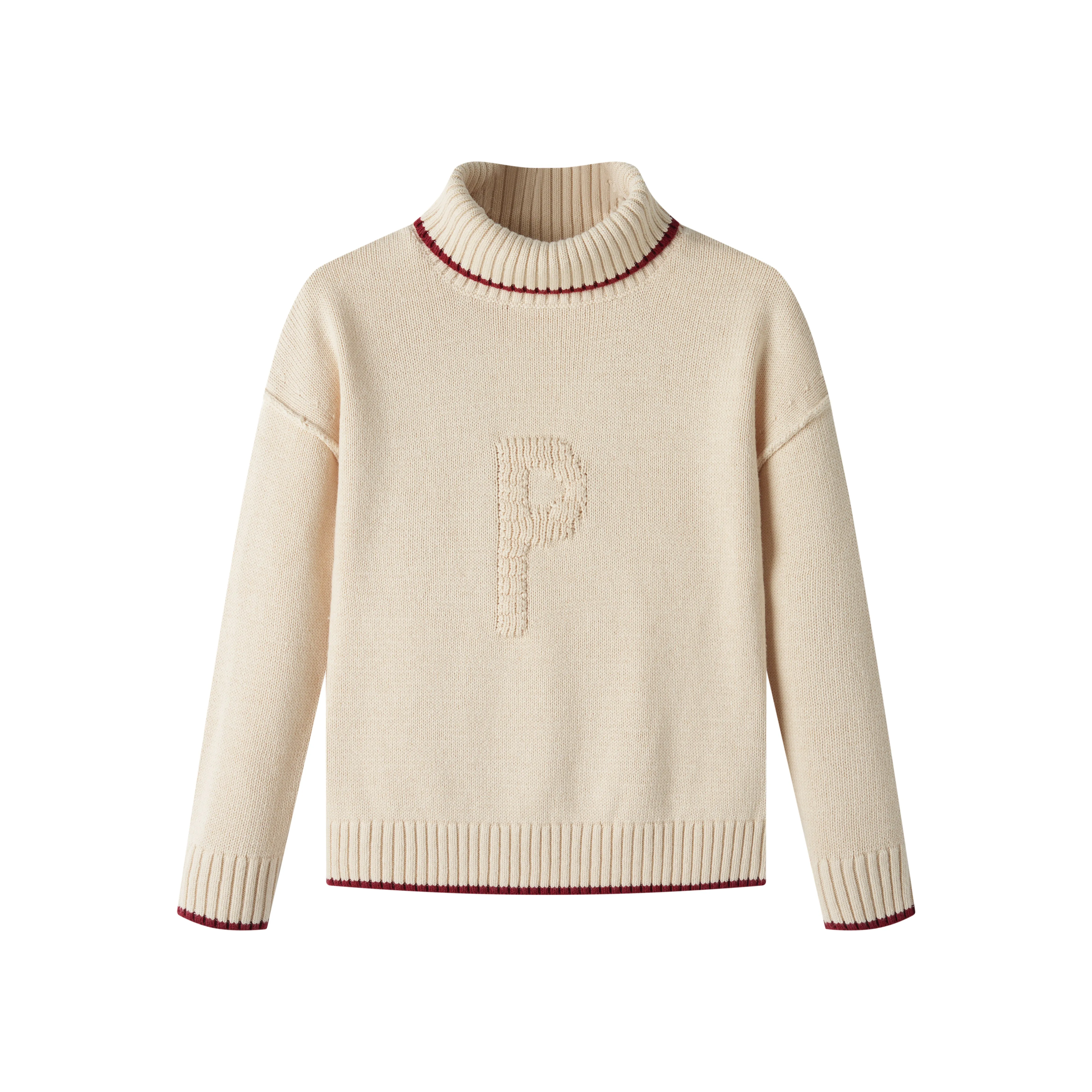 ""p"" emblem turtleneck sweater - cream