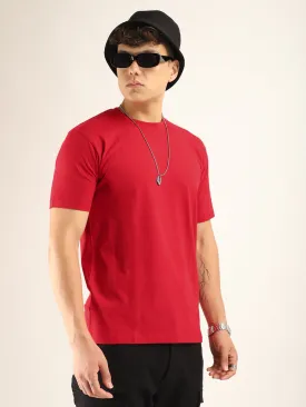 Red Cotton Slim Fit T-Shirt