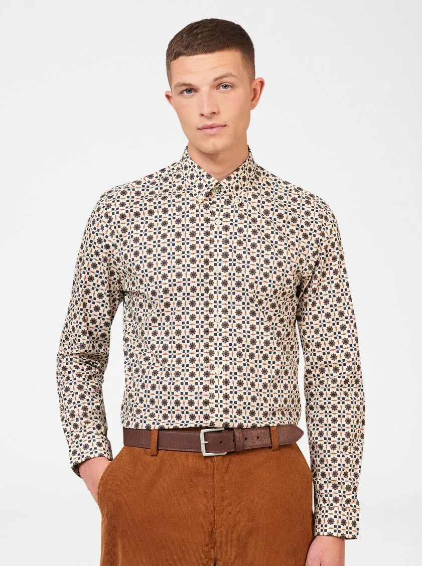 Retro Foulard Print Slim Fit Shirt