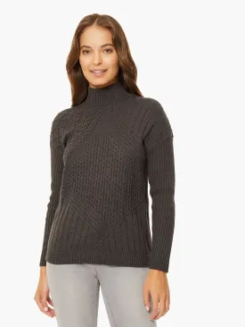 Reverse Jersey Multi-Stitch Mock Neck Sweater