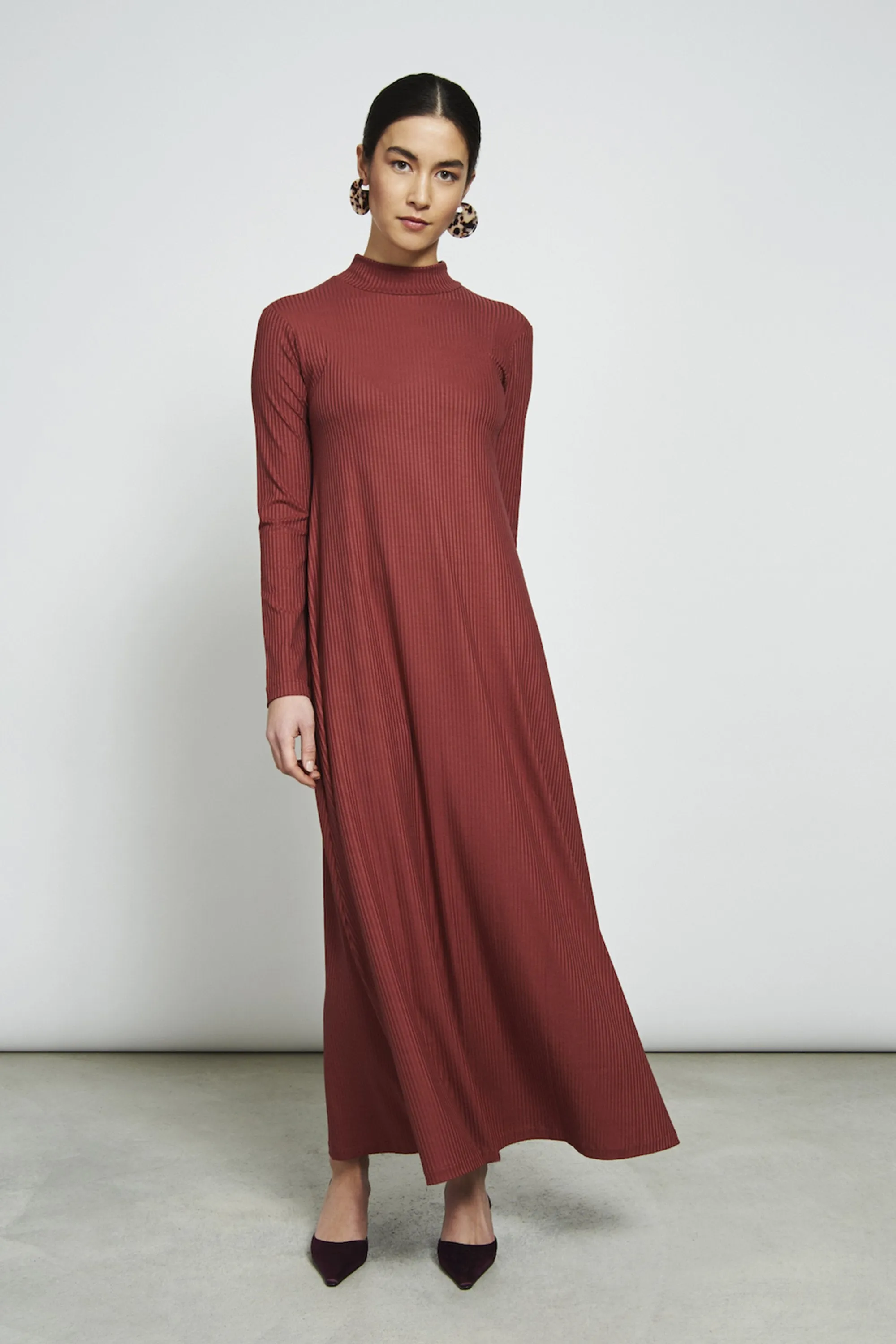 rory turtleneck dress rib framboise