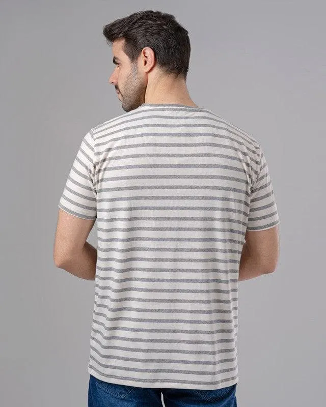 ROUND NECK STRIPED T-SHIRT - CHINEE