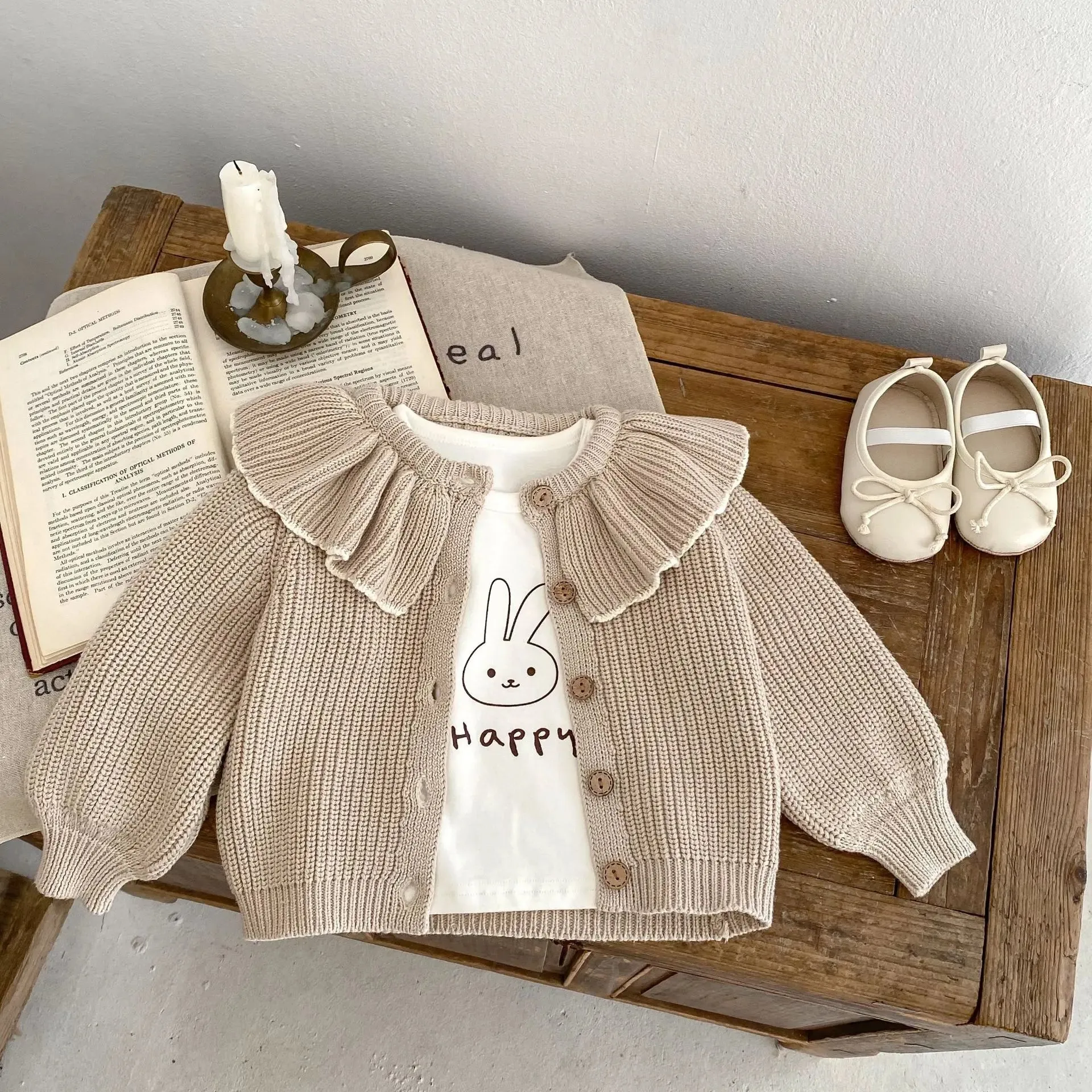 Ruffle Collar Knitted Cardigan