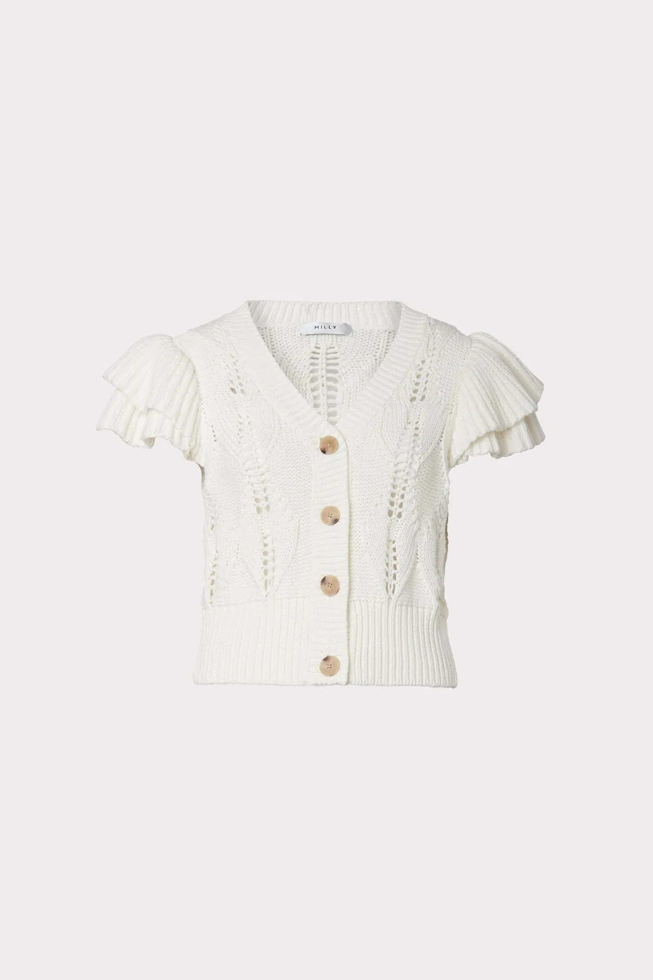 Ruffle Pointelle Cardigan