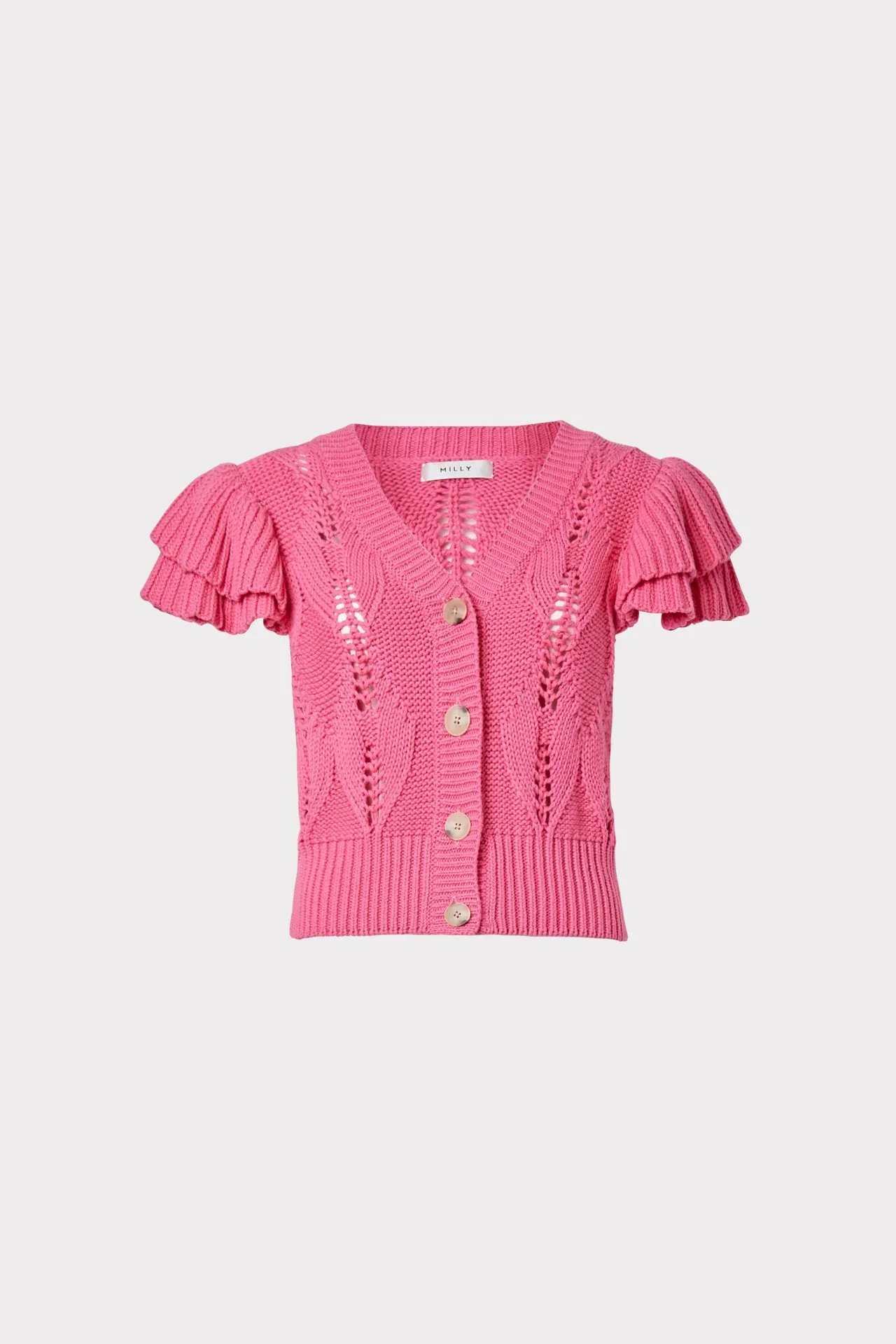 Ruffle Pointelle Cardigan