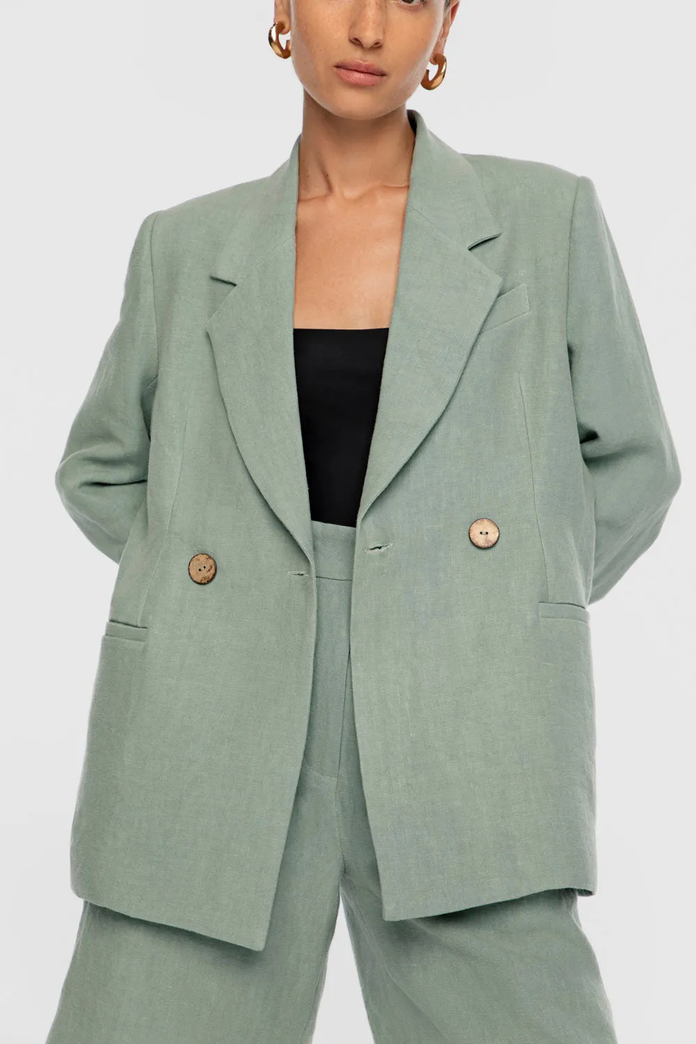 Signature Linen Double-Breasted Blazer